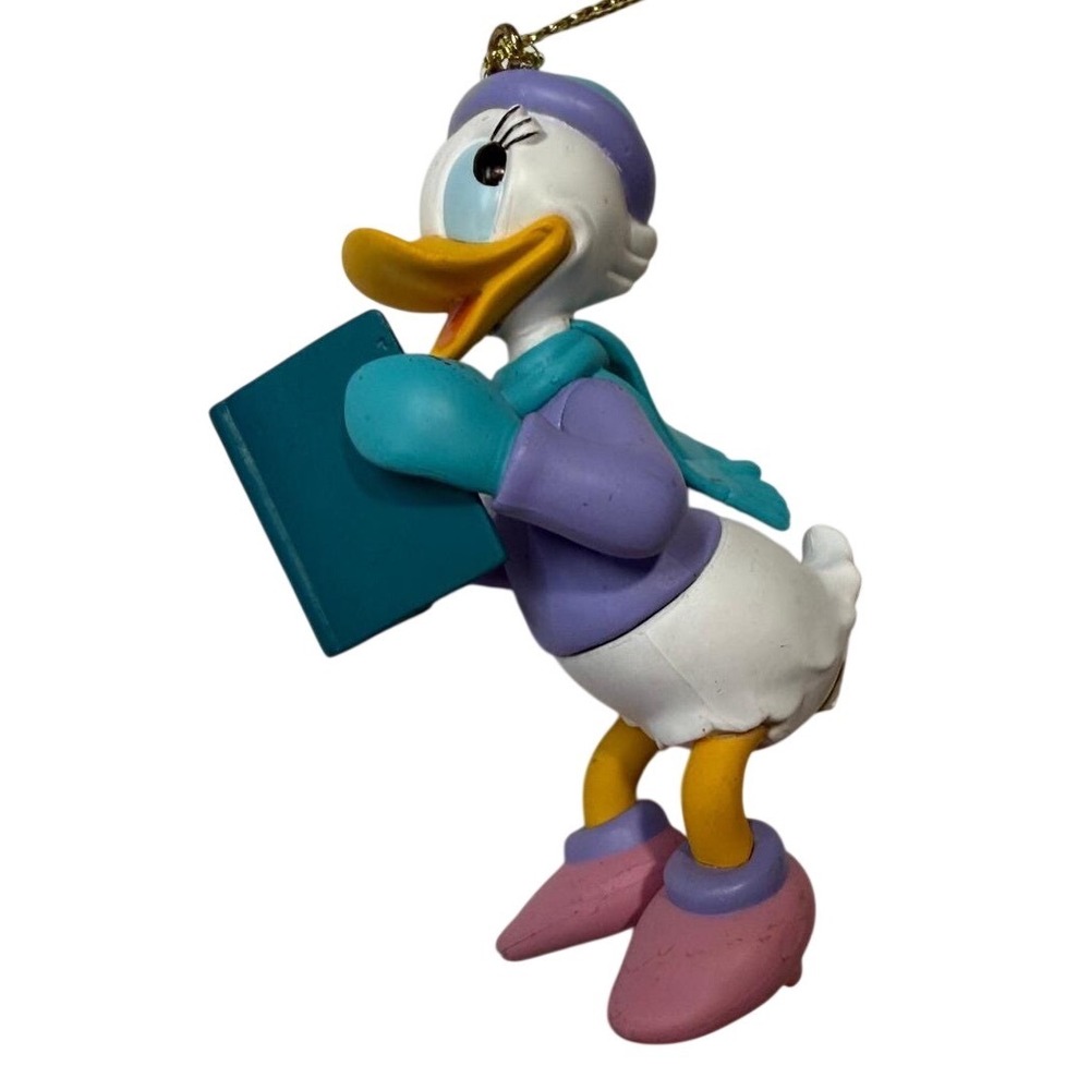 Disney Daisy Duck Christmas Ornament Winter Outfit Teal Scarf Purple Sweater